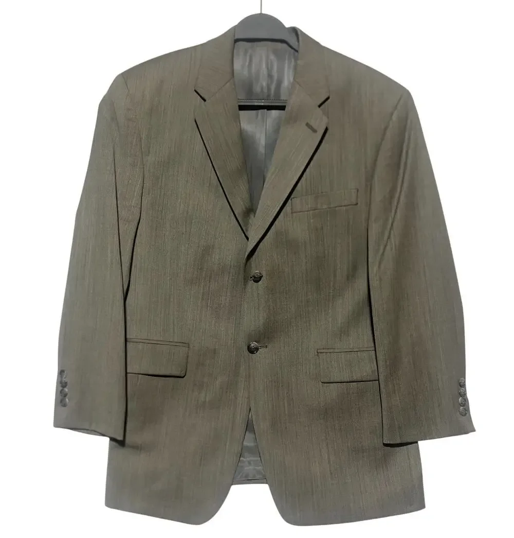 Calvin Klein Men's Wool Herringbone Sport Coat Blazer Jacket 40S Brown Green